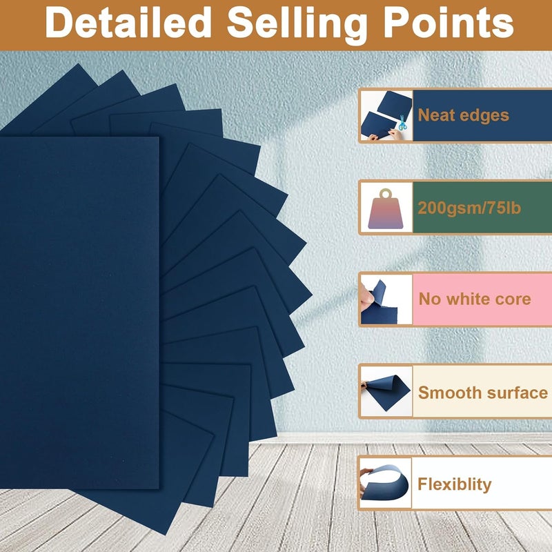 Silunkia 40 Sheets Navy Blue Cardstock 8.5 x 11 Scrapbook Paper, 75lb Heavyweight Blue Card Stock Printer Paper for DIY Card Making, Greeting Cards, School Crafts, Wedding Invitations, Thank You Cards - Image 3